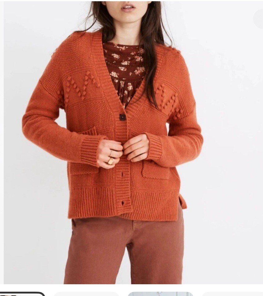 Madewell | Orange Zig Zag Bobble Button Front Car… - image 1