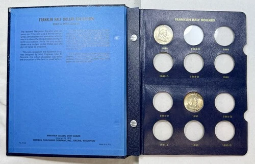 1948 - 1963 16x BU Partial Set Incomplete Silver Franklin Half Dollar Album NR!