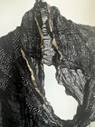 NWT Fabindia Bandhani Shawl Dupatta Scarf Stole Silk & Cotton Black & Gold 80" — photo 3