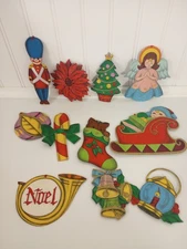 Tri-Chem Painted Felt Christmas Ornaments Complete Double Sided Padded Vintage