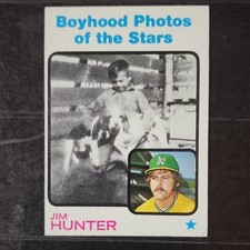 Topps 1973 Catfish Hunter #344 Oakland Athletics Boyhood Photos Base Set