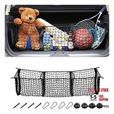 Cargo Net for Car, Expandable 3 Pocket Heavy-Duty Cargo Net 43.3" x 11.8"/Black