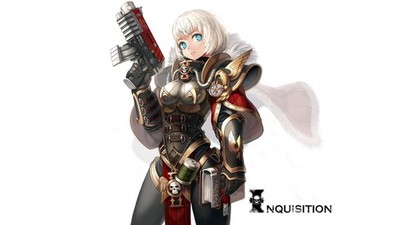 Anime white hair blue eyes girls short warhammer 40000 Custom Gaming Mat Desk