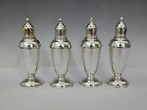 VTG Reed & Barton Sterling Silver Weighted Salt and Pepper Shakers Set of 4