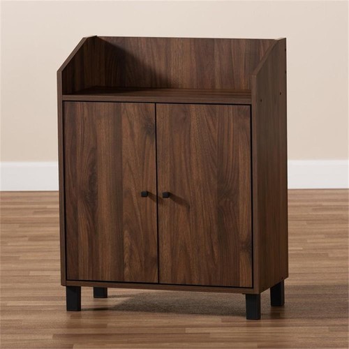Baxton Studio Rossin Walnut Brown Finished 2-Door Wood Shoe Cabinet - Picture 4 of 10