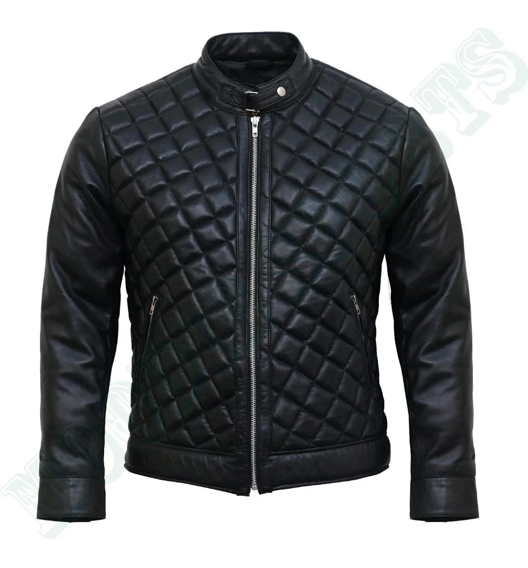 Men's Genuine Leather Diamond Puffer Jacket Real Lambskin Down Winter Coat
Opens in a new window or