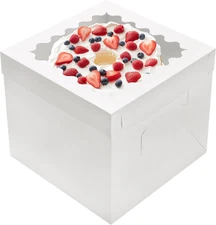 4Pcs 12 Inch Tall Cake Boxes, 12X12X10In White Bakery Boxes for Tier Cakes with 