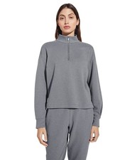 Eberjey Luxe Sweats Zip Pullover Botanical Slate Womens Pajama Gray Size XS