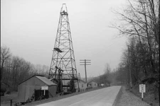 Oil well on Highway U.S. 50,Ritchie County,West Virginia,WV,February 1940,FSA