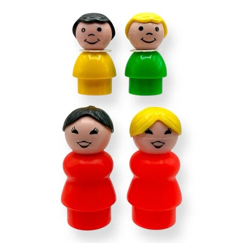 Vintage Fisher Price Little People City Girl & Woman Lot Black Blonde Hair 1980s