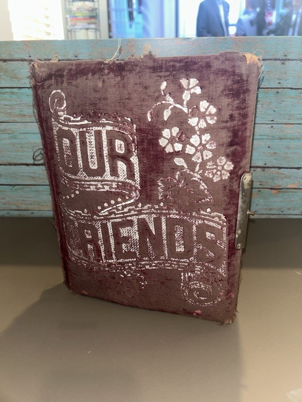 Vintage Old Velvet “Our Friends” Photo Album Scrapbook Victorian with Photos