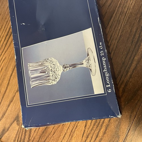 Cristal d'Arques Piombo Cristallo Longchamp 25 cl Bicchieri da Vino Set di 6 NOS Lusso - Foto 7 di 9