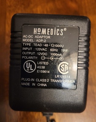 HoMedics ADP-2 AC-DC Power Supply Adapter 12v 1000mA - TEAD-48-12100U OEM    eb5