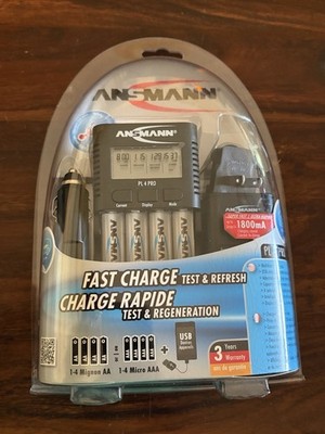 ANSMANN PL4 PRO AA AAA Battery Charger Test Refresh LCD USB Car Adapter NEW