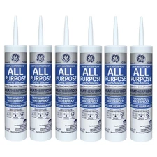 GE All Purpose Silicone 1 Sealant - Clear - 10.1 oz., 6 Pack