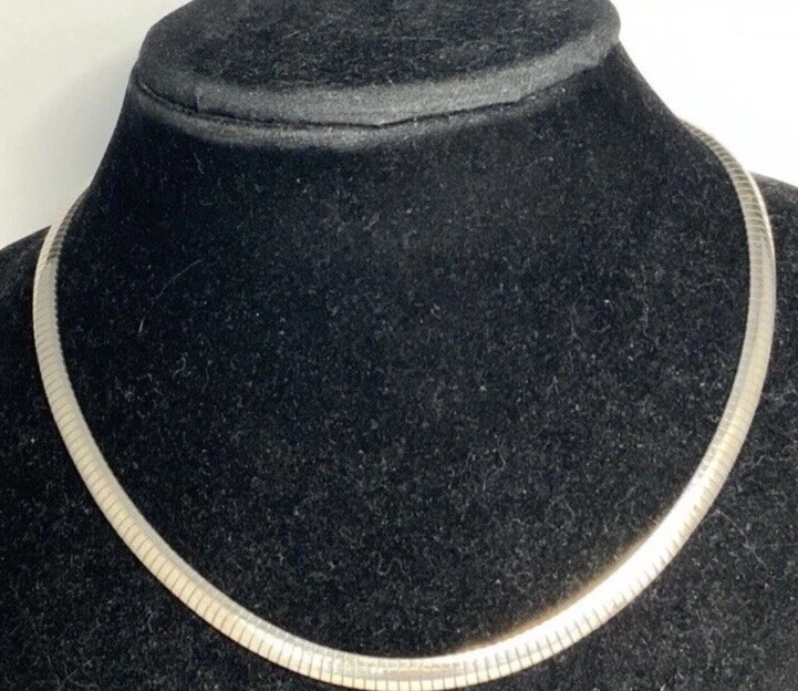 "Collar Italia 925 plata esterlina elegante Omega espiga 18""" Foto 2 de 4