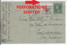 CHRISTMAS SEAL (Scott #WX5) with SHIFTED PERFORATIONS tied on postcard