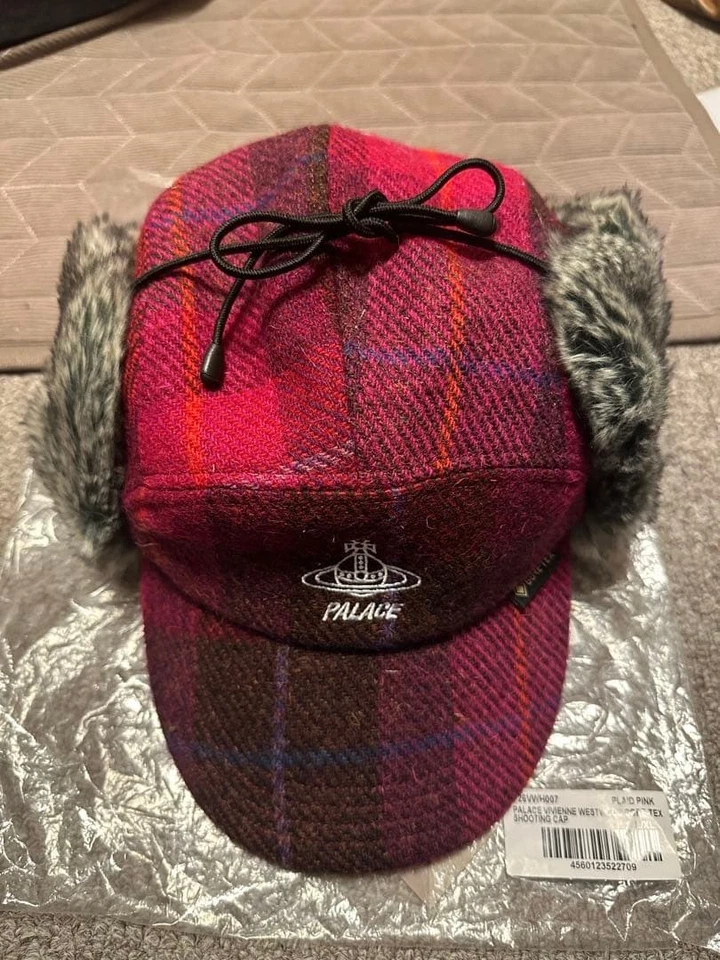 Palace Vivienne Westwood вязаный наушник Beanie шляпа крышка размер L/XL Gore-Tex розовый красный - Изображение 2 из 4