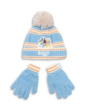 Bluey Blue Character Beanie and Gloves Set Girls