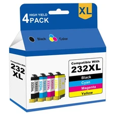4Pc 232XL Ink Cartridge replacement for Epson WorkForce WF-2950 2930 XP-4205
