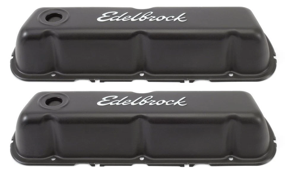 Edelbrock 4603, 2 Pack Black Steel Valve Cover Kit Sbf Signature Series Black - Image 3 of 4