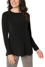 Susan Grave Women's Liquid Knit Crew Neck Top Black