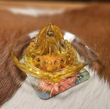 Depression Hobnail Juicer Yellow/Clear Glass ARC France Design-Excellent 