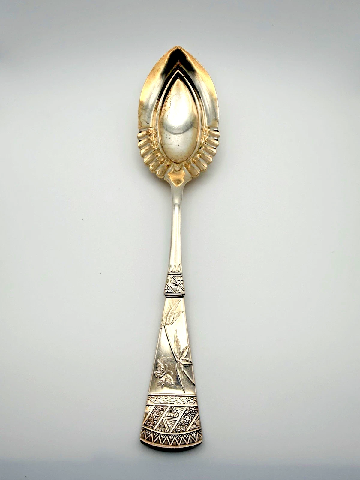 Holmes Booth & Hayden Silverplate Aesthetic Movement 'Japanese' Serving Spoon