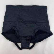 Whisper Panties USA Soft Black Large Satin Lace Control Shape Ware Union Made