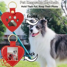 Pet Memorial Heart Keychain 4PCS, Leather Pet Hair Keepsake