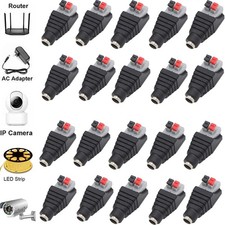 40PC DC Power Plug Female Connector 5.5x2.1mm Jack Adapter For CCTV Camera Strip