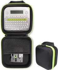 CaseSack Label Maker Case Customized for Brother Black with green zip 