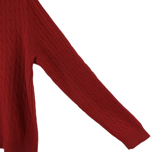 J.Crew Men's Sz XL Cable-Knit Pullover Sweater 100% Lambs Wool Crew-Neck Red - Picture 4 of 5