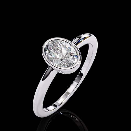 Stunning 0.65 Carat bezel Oval shape Lab Grown Diamond Engagement Ring 10k Gold - Picture 12 of 14