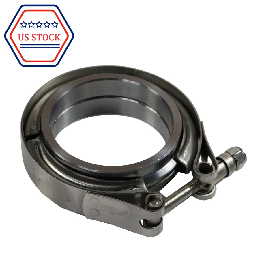 Kit de brida y abrazadera de banda en V de 2,5" de 4 piezas de acero inoxidable para tubos de escape turbo Foto 3 de 4