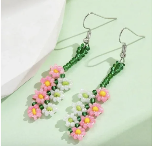 GRATIS Borla Flecos Cuentas Mal de Ojo Montaña Floral Flor Tulipán Pendientes Colgantes - Imagen 5 de 8