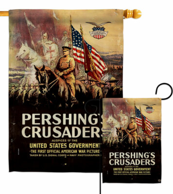 Pershing's Crusaders Garden Flag Veterans Day Armed Forces Yard House Banner