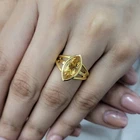 Natural Citrine Marquise Cut Engagement Ring 14K Gold Vermeil Promise Ring Gift