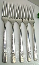 SET OF 5 Oneida Prestige GRENOBLE Silverplate DINNER FORKS 1938 Flatware VGC