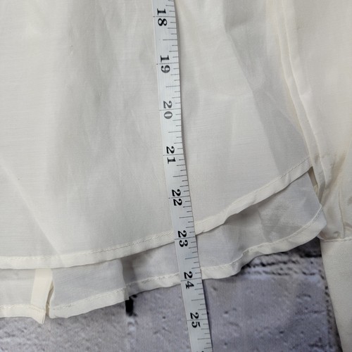 Graydn Cotton Silk Ruffle Bib Pilgrim Collar Button Up White Blouse Size S - Picture 9 of 10