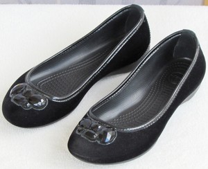 9-Crocs-Women-Black-Felt-Slip-On-Bejewelled-Ballet-Flat-Shoe