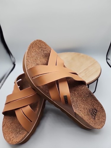 Reef Women Bloom Hi Natural Tan Brown Sandals Cushion Cork Platform Sandals 9 - Picture 3 of 10