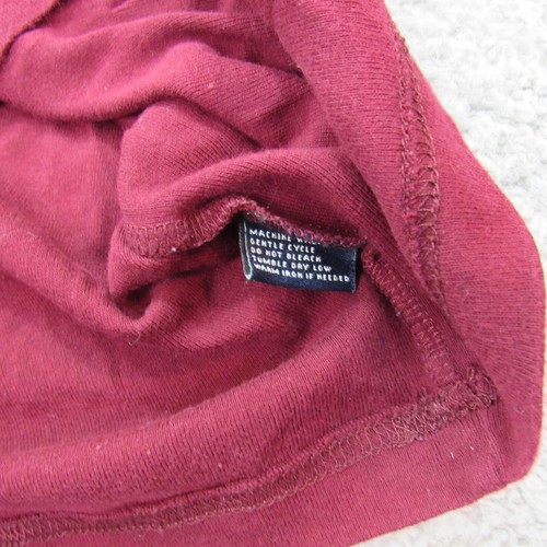 American Living Women's Size LG V-Neck Blouse Maroon 3/4 Sleeve Ruffle - Picture 4 of 8
