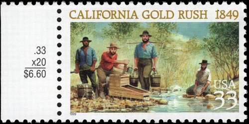 US Scott # 3316, California Gold Rush, 1999 33 ¢ Briefmarke, postfrisch