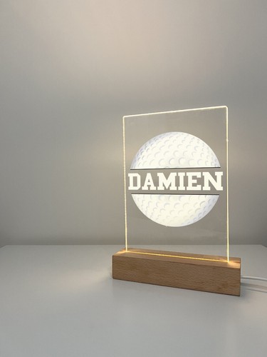 Personalized LED Light Up Wood Lamp Stand Sports Volley Baseball Hockey Football - Picture 6 of 9