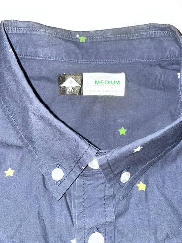 LRG Lifted Research Group Short Sleeve Button up Shirt- Size Medium Blue Stars - Picture 2 of 2