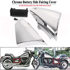 L&R Chrome Battery Side Fairing Covers For Kawasaki Vulcan 900 VN900B Classic