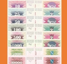 (Reproduktionen) Geldscheine Bosnien Herzegovina       10-17      1992-1993