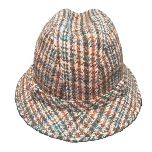 Vintage Wallachs Brown Tan Orange Tweed Plaid Bucket Hat RARE Size 7-1/8 EUC - Picture 5 of 12
