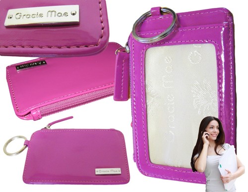 New Authentic GRACIE MAE by Antler TRAVEL CARD KEYRING Keyfob Red black Pink - Picture 2 of 18